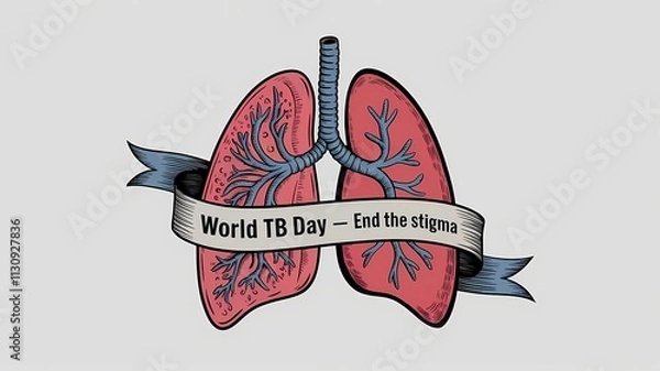 Fototapeta "World TB Day – End the Stigma" with bold text and lungs icon
