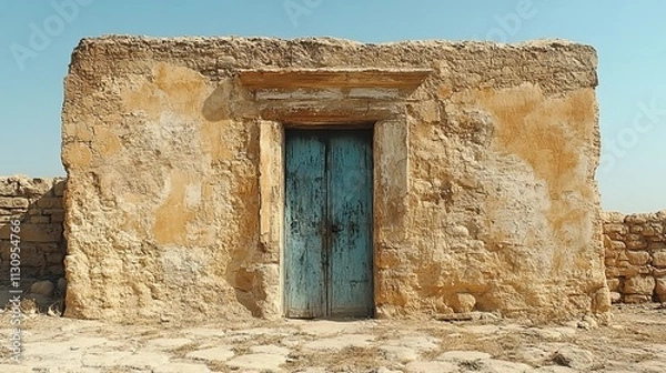Obraz An ancient Hebrew home in Egypt bears the Passover mark on its door frame, a symbol of protection and faith