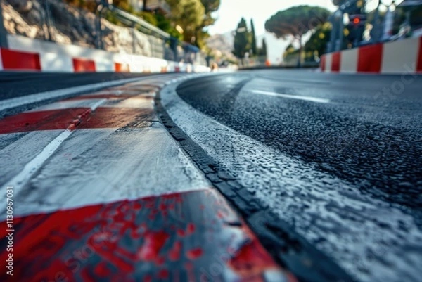 Fototapeta Monaco Montecarlo Grand Prix car race on street circuit with asphalt and curbs