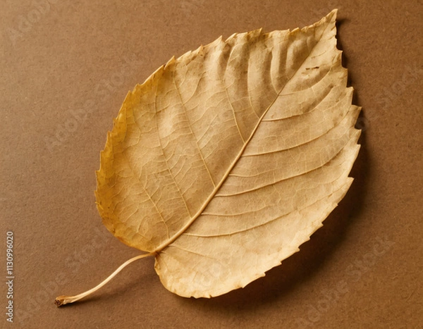 Fototapeta Dry Maple Leaf on Beige Background. Generated image