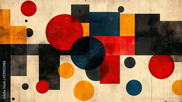 Obraz An abstract pattern in the Bauhaus style represents minimalist art, elegant design, and can be used as a wallpaper or background for exhibitions or home decor