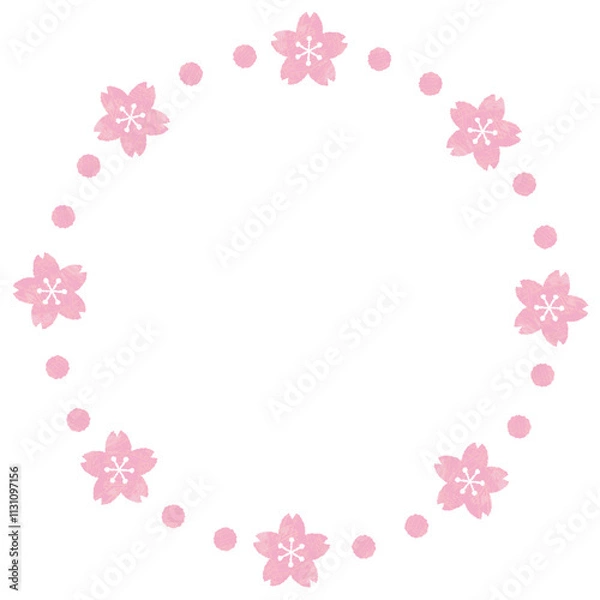 Fototapeta 桜のフレーム素材。水彩風イラスト。春の花。さくら。