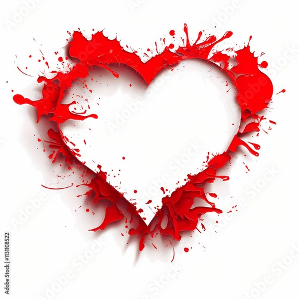 Fototapeta Red heart-shaped creative design, with a red heart in the middle, in a clip art style
