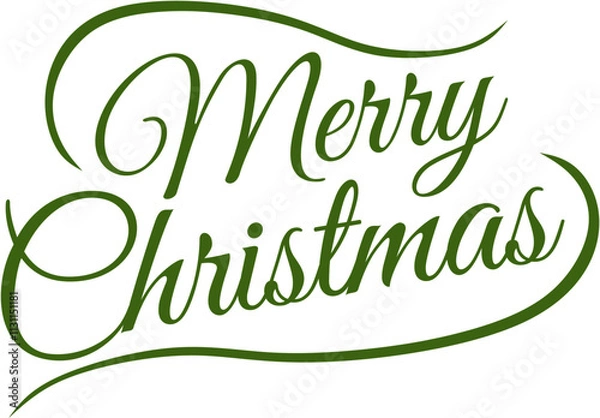 Obraz Merry Christmas green text style, lettering for greeting cards, banners, posters, vector illustration without background.