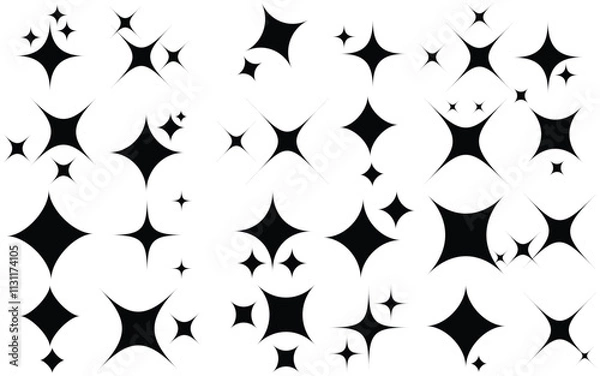 Fototapeta Shine star sparkle icons set. Blink twinkle stars collection. Effect shine, glitter, twinkling and clean vector illustration.