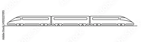 Obraz High-speed passenger train icon. Black outline linear silhouette. Editable strokes. Side view. Vector simple flat graphic illustration. Isolated object on white background. Isolate.