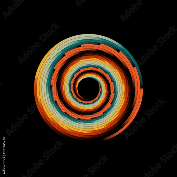 Obraz Gradient spiral vortex on black background