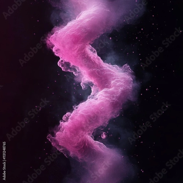 Obraz Pink dust spirals into a mystical spiral on a black background, creating an enchanting pattern