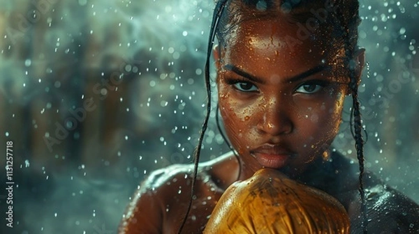 Obraz Inspirational female boxer breaking barriers