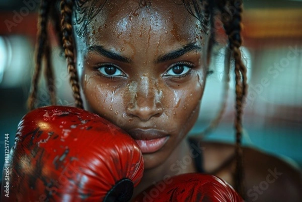 Obraz Female boxer showcasing confidence and skill
