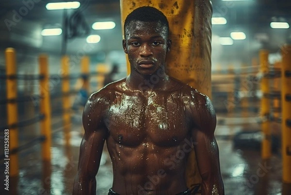 Obraz Athlete shadowboxing in the gym