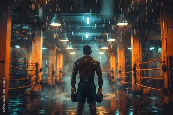 Fototapeta Intense boxing training session
