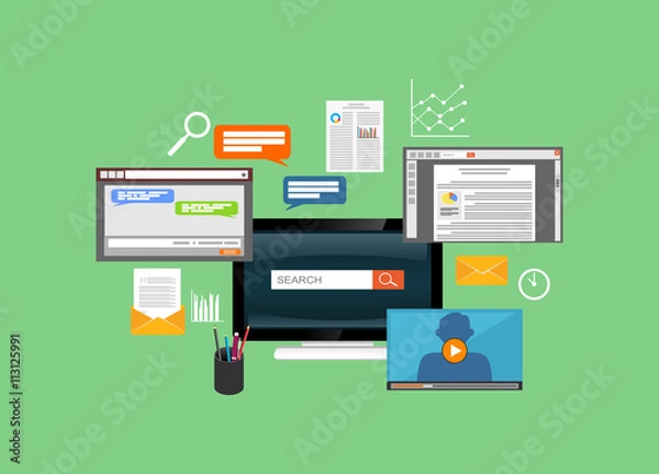 Fototapeta Multitasking computer system concept illustration.
