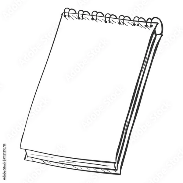 Fototapeta Vector Single Sketch Spiral Notebook
