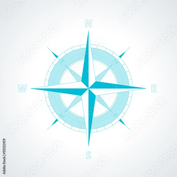 Obraz Simple wind rose isolated vector illustration.