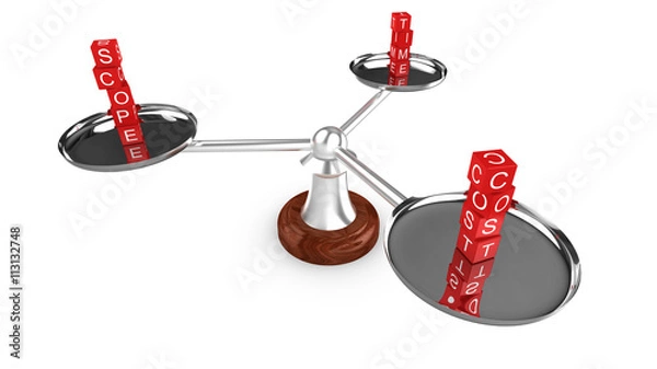 Fototapeta Project management triangle three armed scale