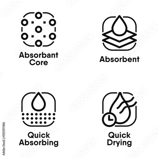 Fototapeta Absorbant Core, Absorbent, Quick Absorbing, Quick Drying information signs