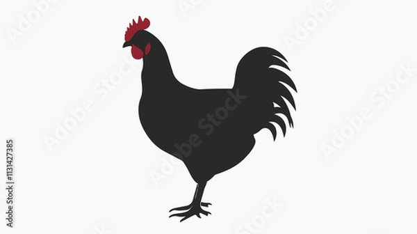 Fototapeta Hen Silhouette Vector Illustration on White Background