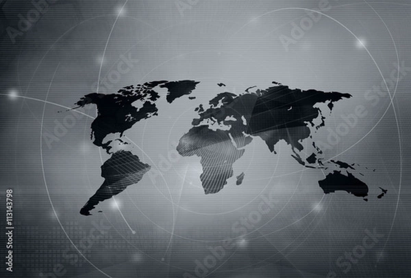 Fototapeta world map technology style