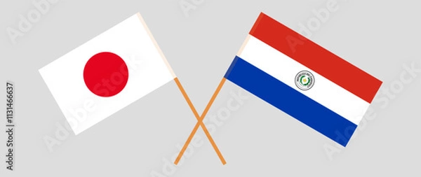 Fototapeta Crossed flags of Japan and Republic of Paraguay. Official colors. Correct proportion. Vector illustration