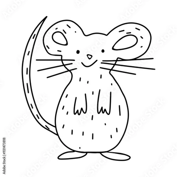Obraz Mouse animal coloring book doodle vector artwork