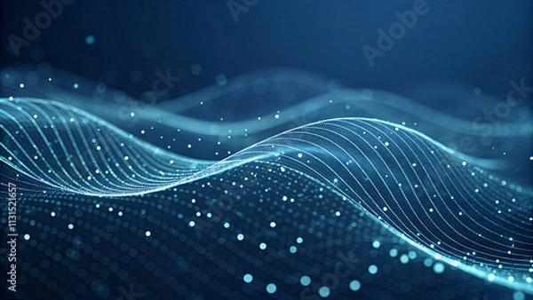 Fototapeta Modern digital blue abstract 3D background. Can be used in the description of network abilities, technological processes, digital storages, science, education, etc.