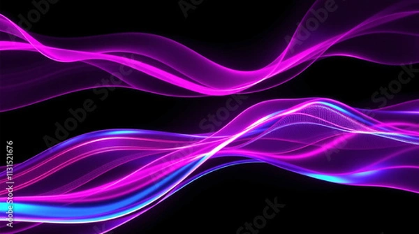 Fototapeta abstract futuristic background with purple blue glowing neon moving high speed wave lines and bokeh lights. Data transfer concept Fantastic wallpaper, Ai Generative 