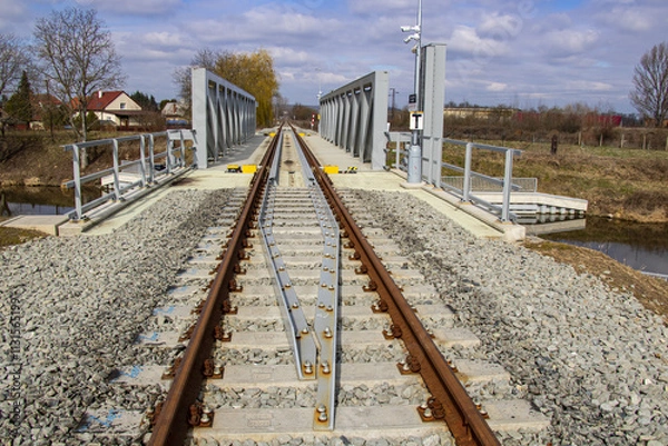 Fototapeta so far the only lifting railway bridge in the Czech Republic