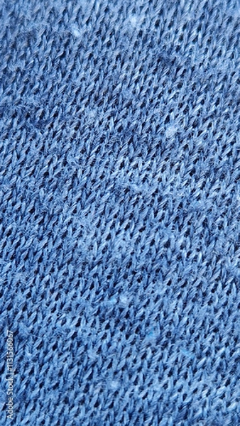 Obraz Close-up of blue knitted fabric texture