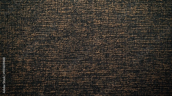 Fototapeta close-up of finely woven dark fabric with a textured pattern and golden accents