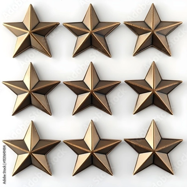 Obraz Set of bronze Star on white background