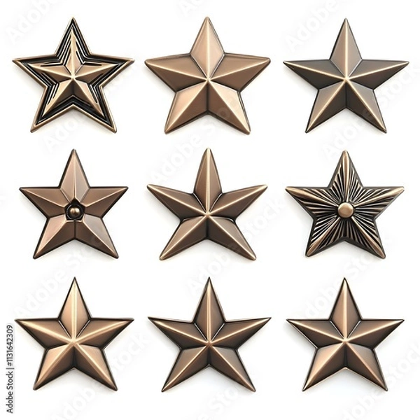 Obraz Set of bronze Star on white background