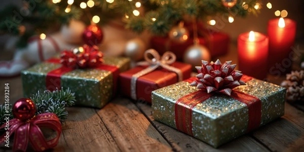 Obraz Christmas Gifts and Festive Decor