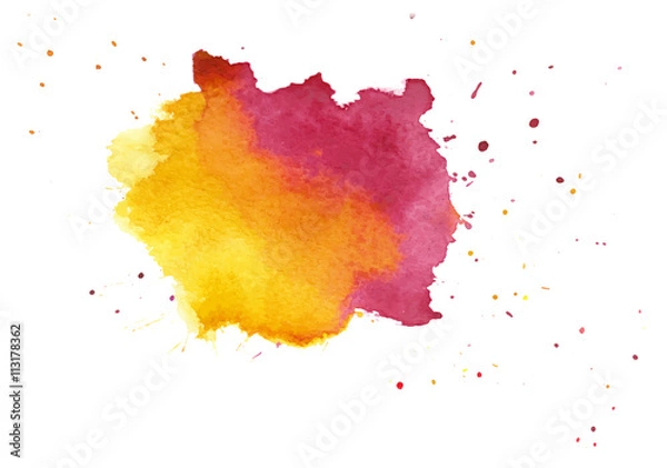 Fototapeta Colorful abstract watercolor stain with splashes and spatters. Modern creative background for trendy design.