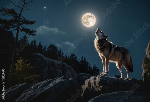 Obraz wolf howling at the moon