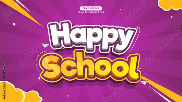 Fototapeta Happy School Cartoon and Funny Vector Text Effect with Fully Editable