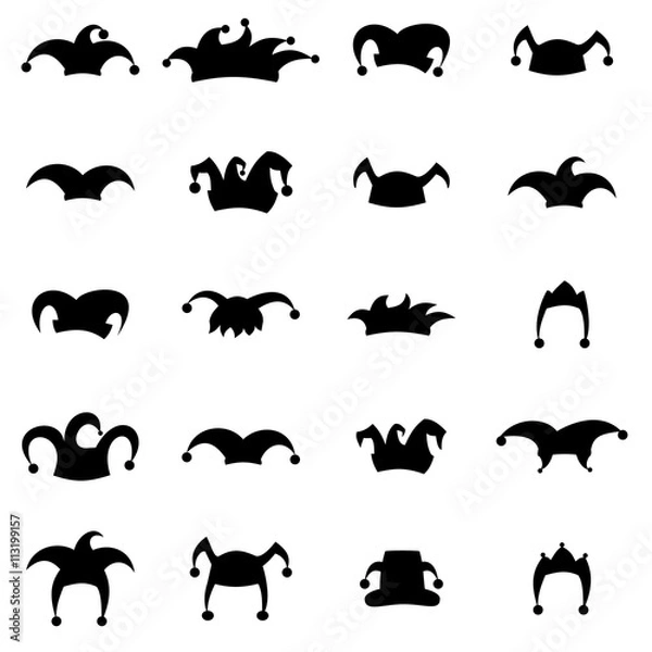 Fototapeta Set caps jester silhouette
