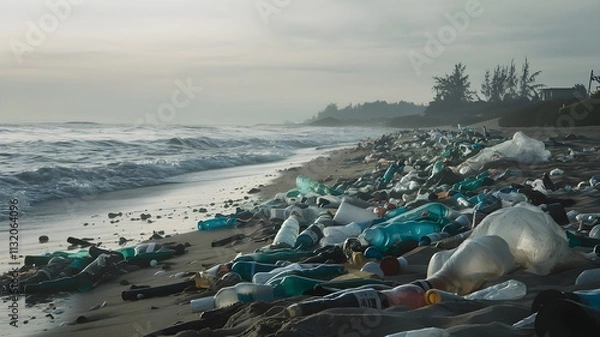 Obraz plastic pollution of the ocean underwater photo.