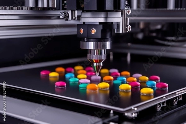 Obraz 3D Printer Creating Colorful Pills: Innovation in Pharmaceutical Manufacturing and Technology
