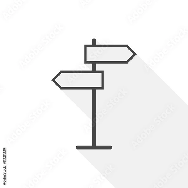 Fototapeta Signpost icon or logo line art style with long shadow