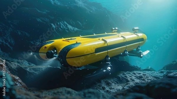 Fototapeta Advanced Underwater Robotic Exploration Submersible in Deep Ocean