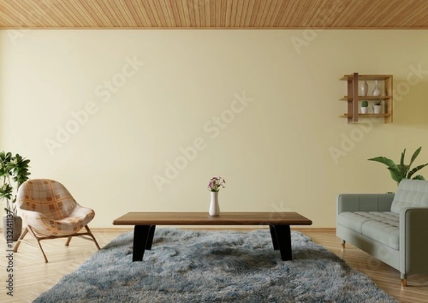 Obraz Living room with cream walls and decorated with sofas.