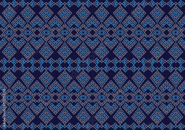 Fototapeta Seamless floral leaf vector pattern design with geometric pixels.