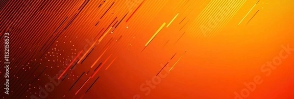 Obraz Orange background with diagonal lines and dots, orange gradient, modern design for a social media template.