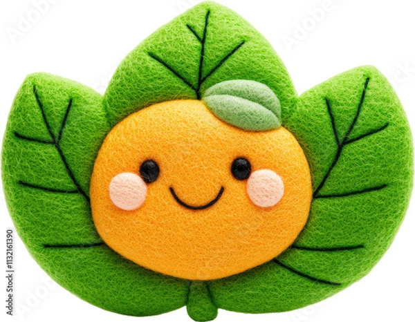 Obraz Cute orange character with leaf accents