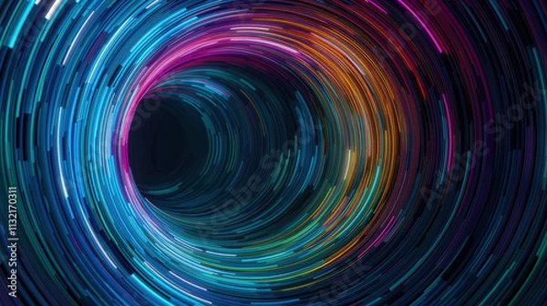 Fototapeta Vibrant Abstract Swirling Lines Creating a Dynamic Illusion of Depth and Motion in Dark Background