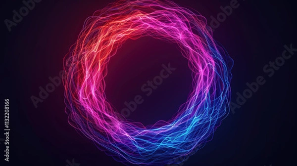 Fototapeta Vivid Abstract Circular Motion with Electric Colors and Flowing Light Trails in a Dark Background