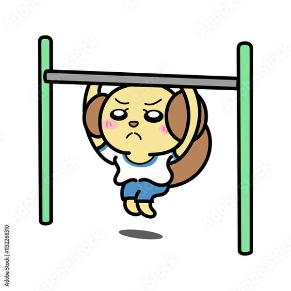 Obraz 鉄棒ぶら下がりをしているイヌ