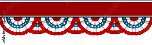 Fototapeta bunting american flags with red ribbon