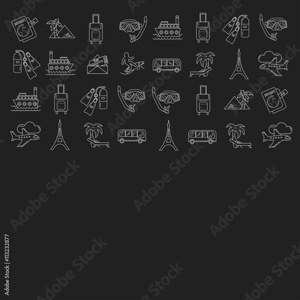Fototapeta Vector set of travel icons Linear design